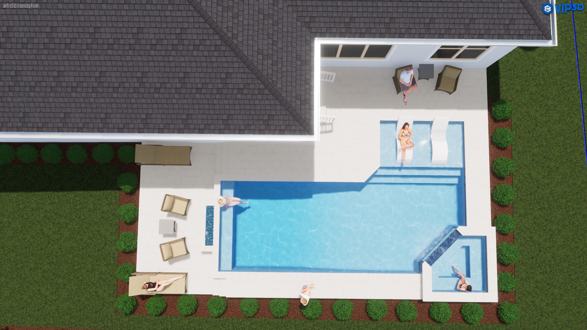 Pool aerial view showing layout